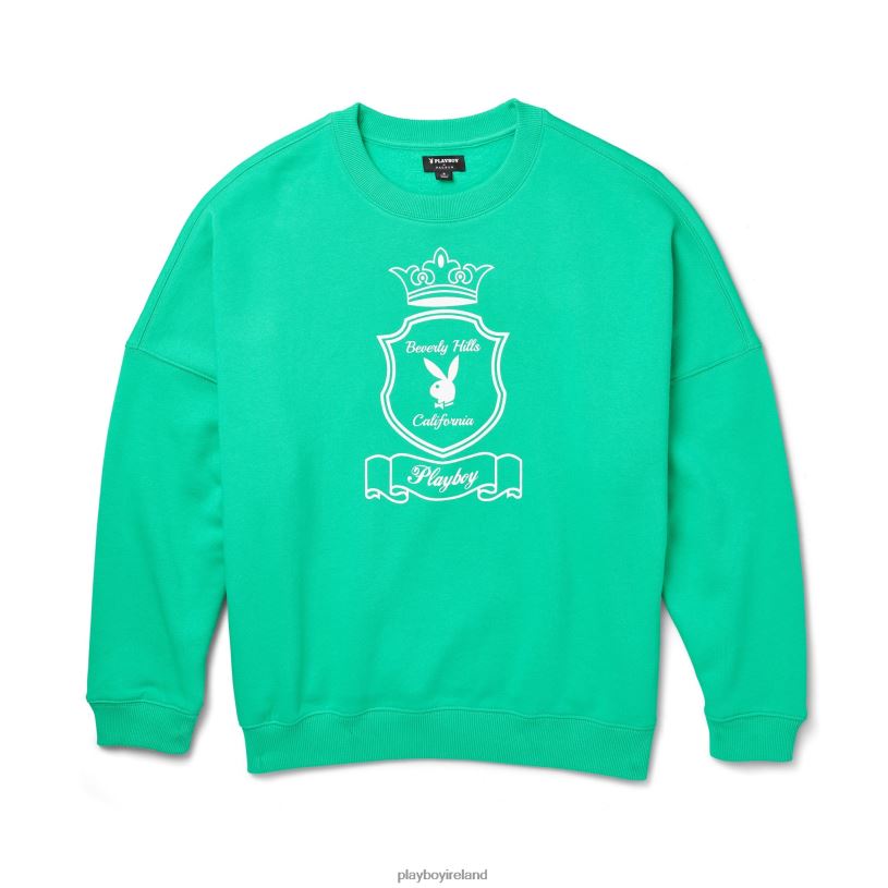 Playboy Women Bunny Hills Crewneck HBFB1156 Clothing Holly green