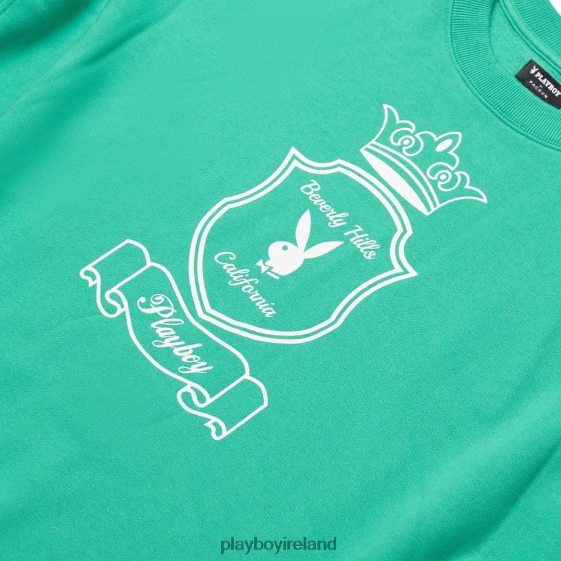 Playboy Women Bunny Hills Crewneck HBFB1156 Clothing Holly green