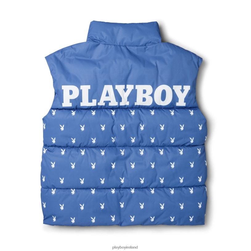 Playboy Women Bunny Puffer Vest HBFB1128 Clothing Blue