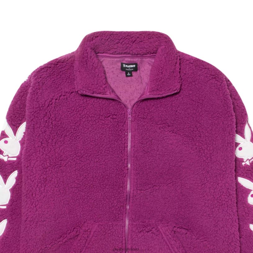 Playboy Women Bunny Sleeve Sherpa Jacket HBFB1153 Clothing Deep orchid