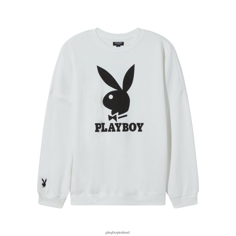 Playboy Women Classic Crewneck HBFB1079 Clothing White alyssum