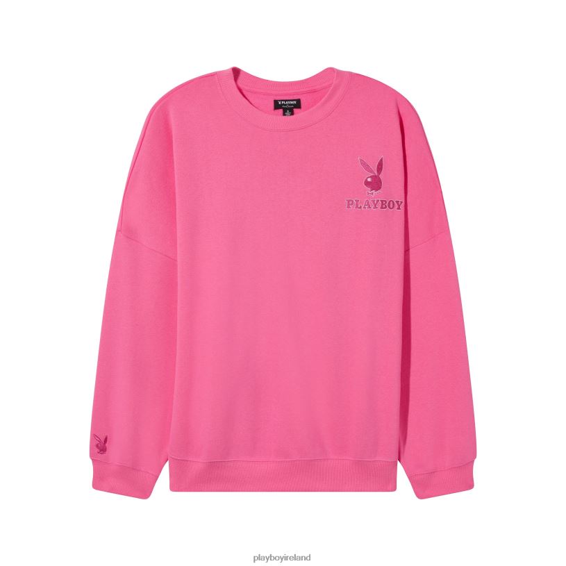 Playboy Women Classic Crewneck HBFB1118 Clothing Playmate Pink
