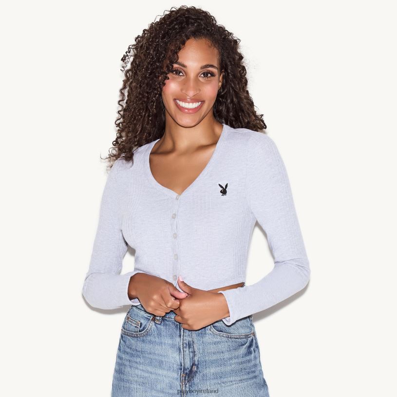 Playboy Women Classic Logo Cardigan HBFB1095 Clothing Grey