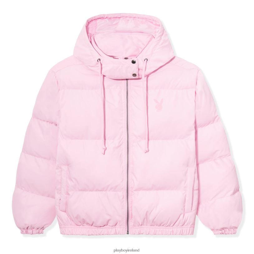 Playboy Women Club Puffer Jacket HBFB1133 Clothing Pink frosting