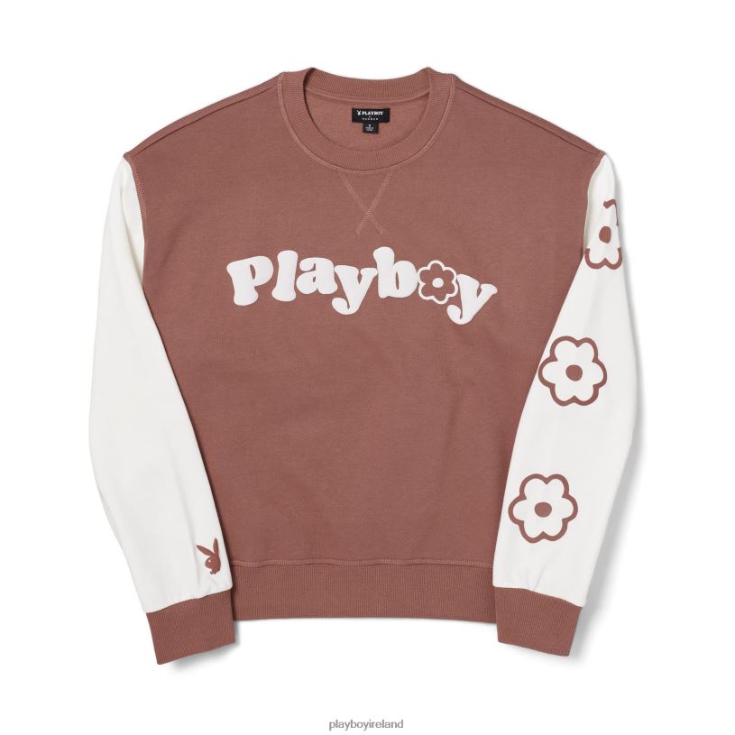 Playboy Women Contrast Camp Crewneck Sweatshirt HBFB1141 Clothing Acorn