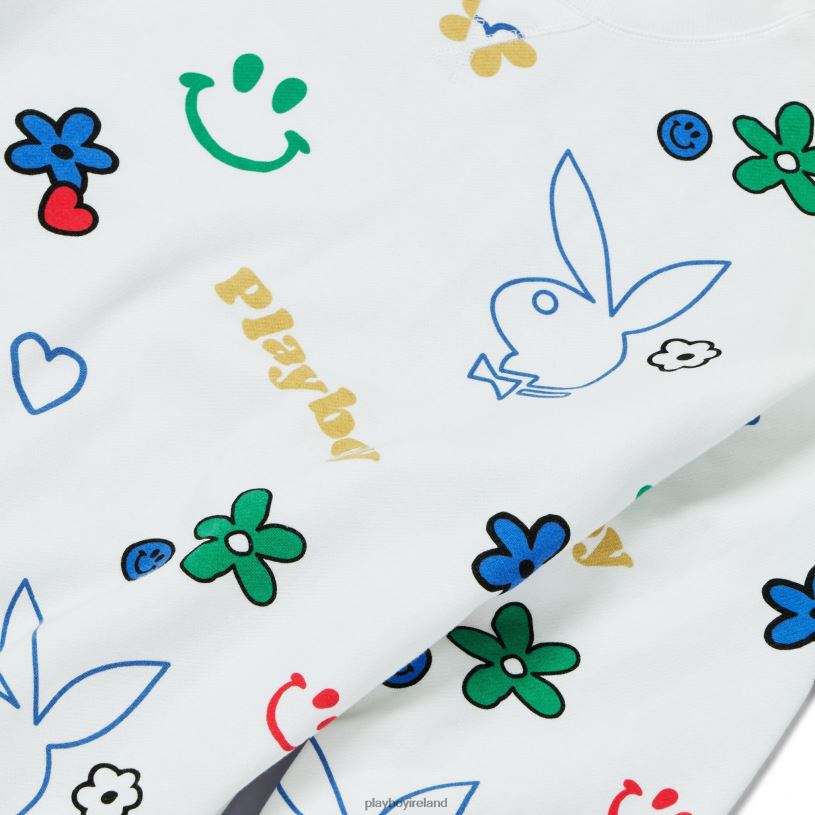Playboy Women Doodle Crew Neck Sweatshirt HBFB1154 Clothing Star White