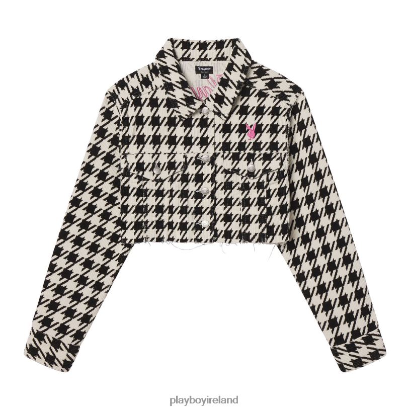 Playboy Women Houndstooth Cropped Jacket HBFB1075 Clothing Original
