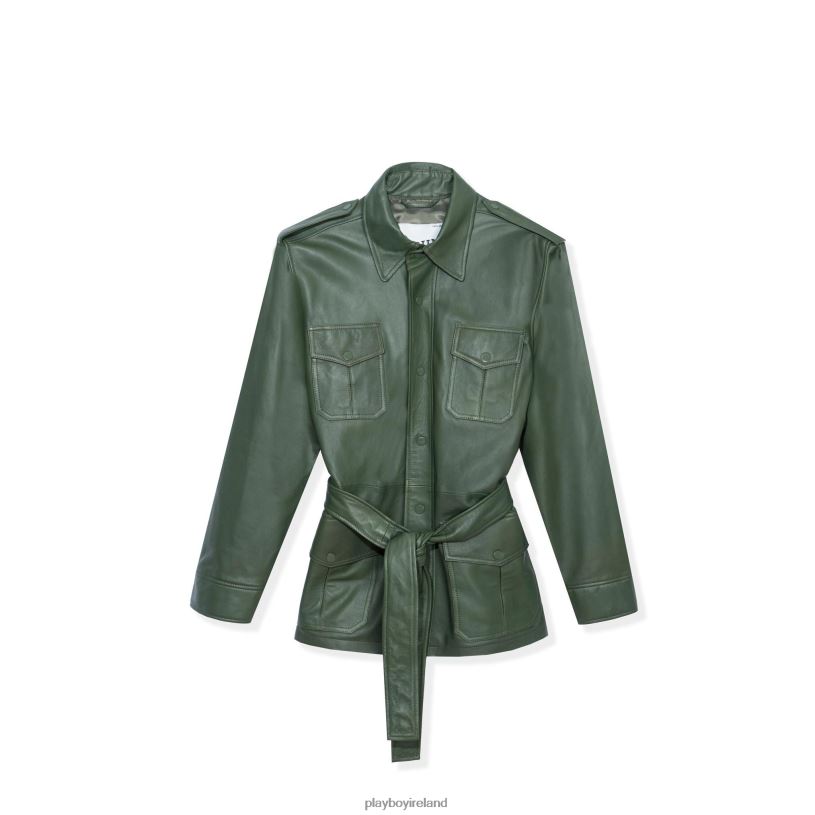 Playboy Women Leather Safari Jacket HBFB1143 Clothing Moss