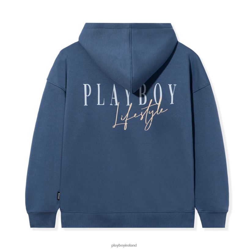 Playboy Women Lifestyle Zip-Up Hoodie HBFB1146 Clothing Blue