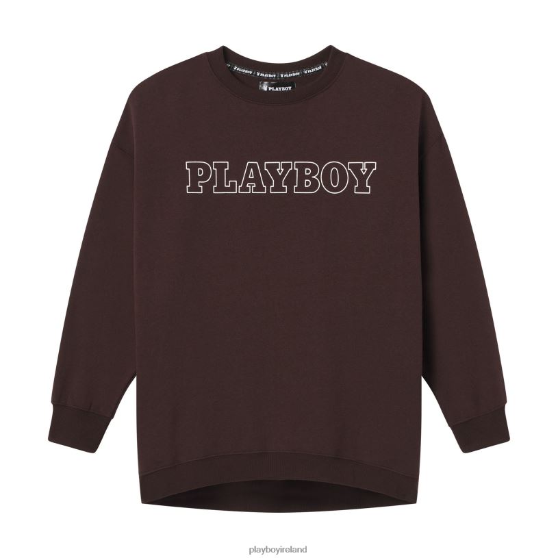 Playboy Women Masthead Crewneck HBFB1110 Clothing Brown