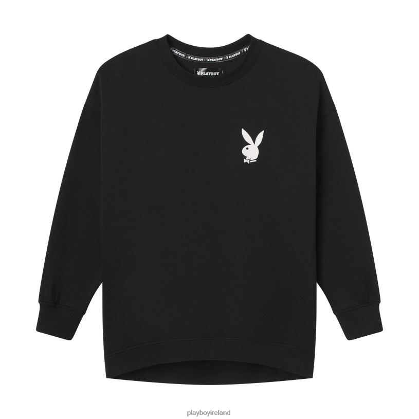Playboy Women Masthead Crewneck Sweatshirt HBFB1104 Clothing Black