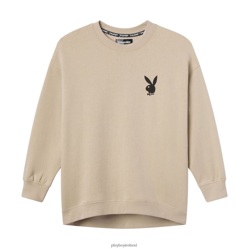 Playboy Women Masthead Crewneck Sweatshirt HBFB1105 Clothing Tan