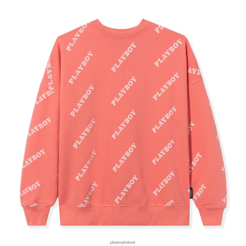 Playboy Women Masthead Oversized Crewneck HBFB1158 Clothing Pink