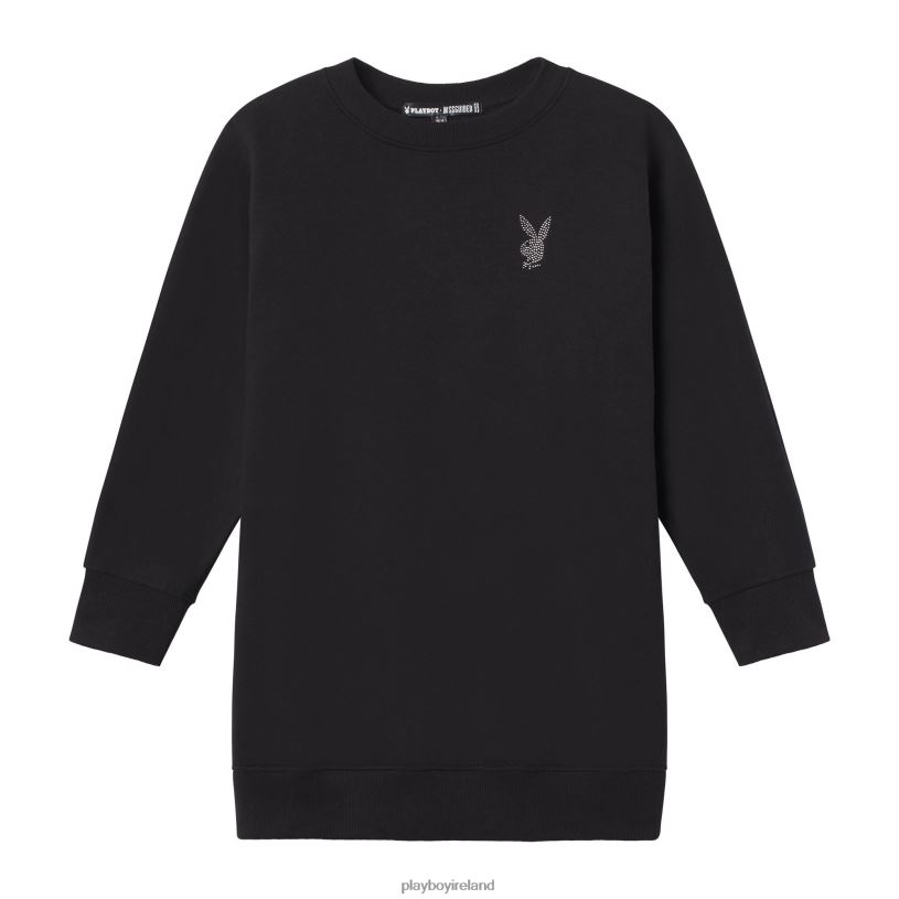 Playboy Women October 2020 Carolina Ballesteros Oversized Crewneck HBFB1107 Clothing Black