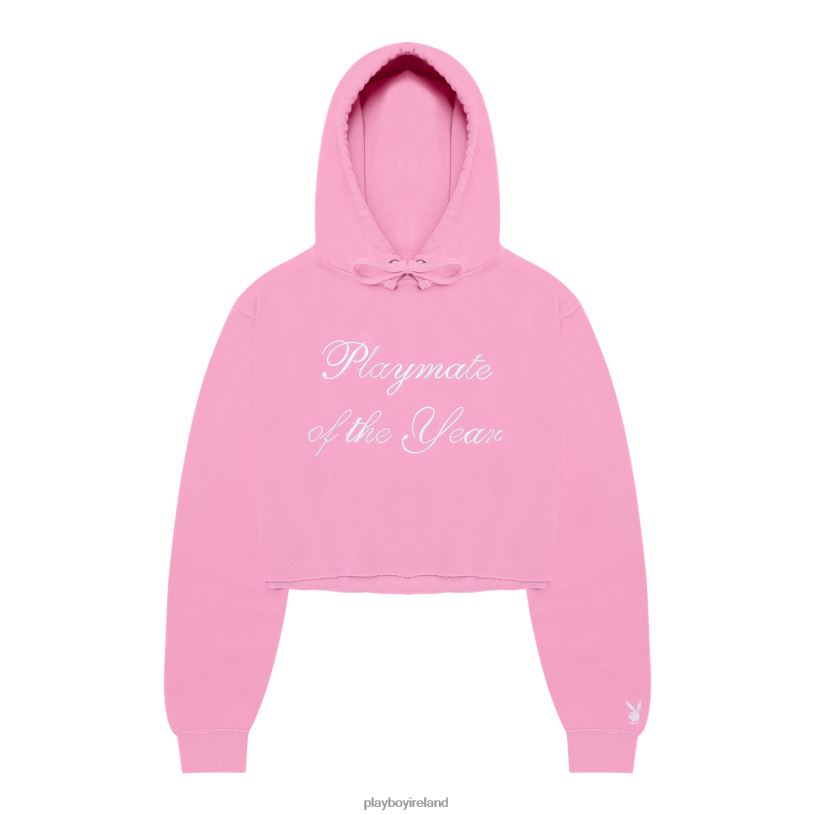 Playboy Women Playmate of the Year Hoodie Print HBFB1070 Clothing Pink/White