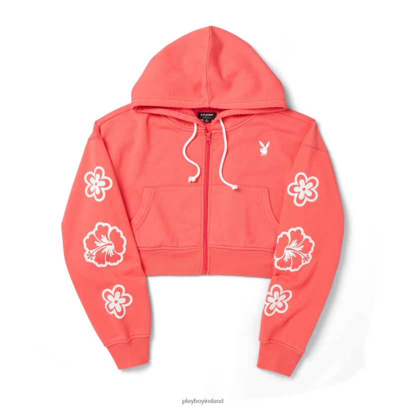 Playboy Women Riptide Cropped Hoodie HBFB1099 Clothing Cayenne