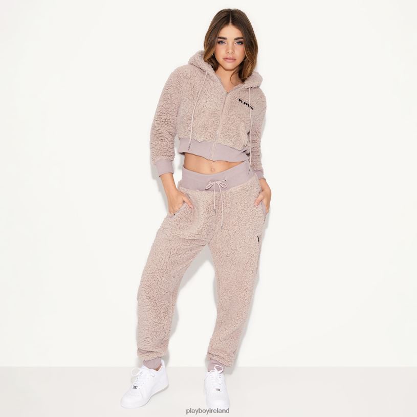 Playboy Women Sherpa Hoodie HBFB1065 Clothing Mocha