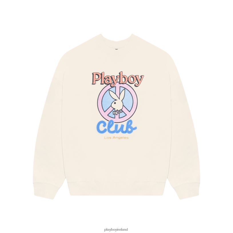 Playboy Women Smile Club Crewneck Sweatshirt HBFB1078 Clothing Bone
