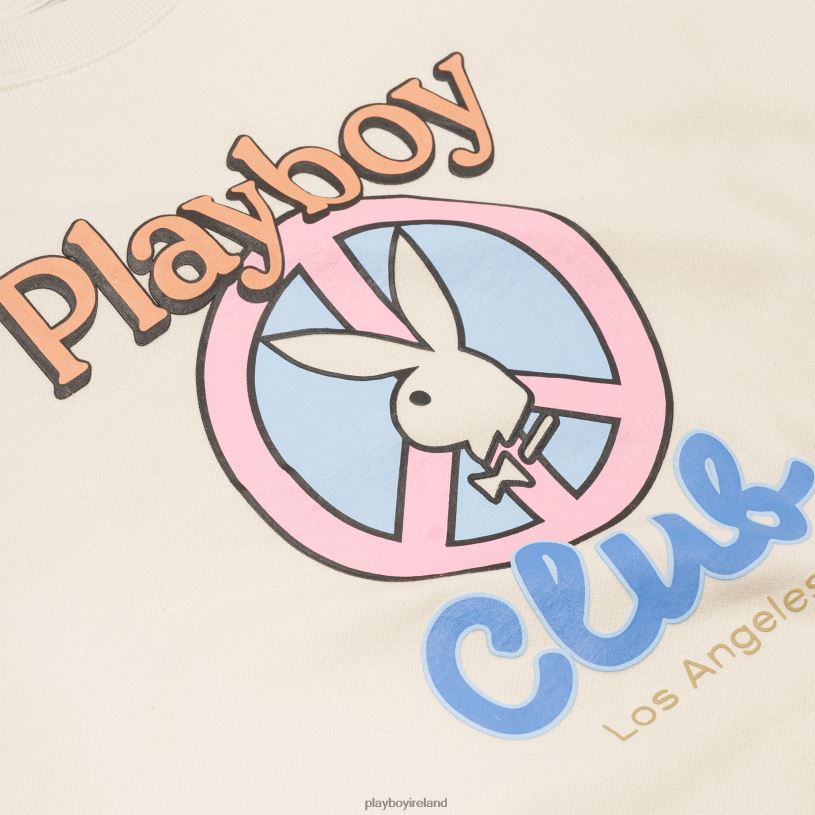 Playboy Women Smile Club Crewneck Sweatshirt HBFB1078 Clothing Bone