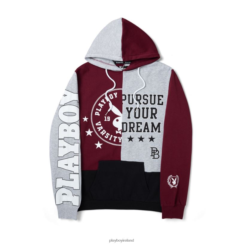 Playboy Women Varsity Hoodie HBFB1137 Clothing Burgundy