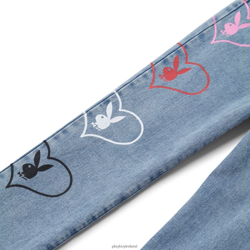 Playboy Women Baggy Bunny Heart Denim Pants Amore HBFB1179 Clothing Original
