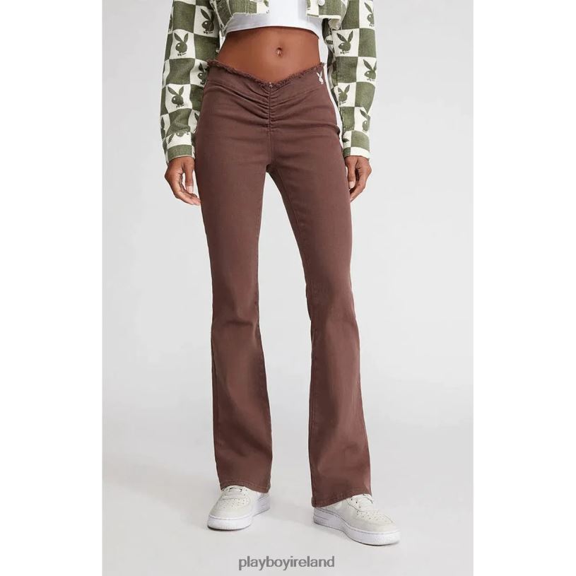 Playboy Women Low Rise Bootcut Denim Pants HBFB1195 Clothing Brown
