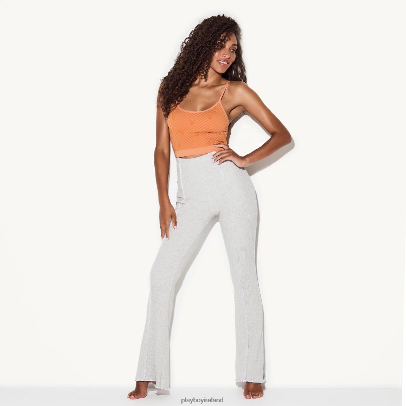 Playboy Women Ribbed Flare Pants HBFB1187 Clothing Heather Grey