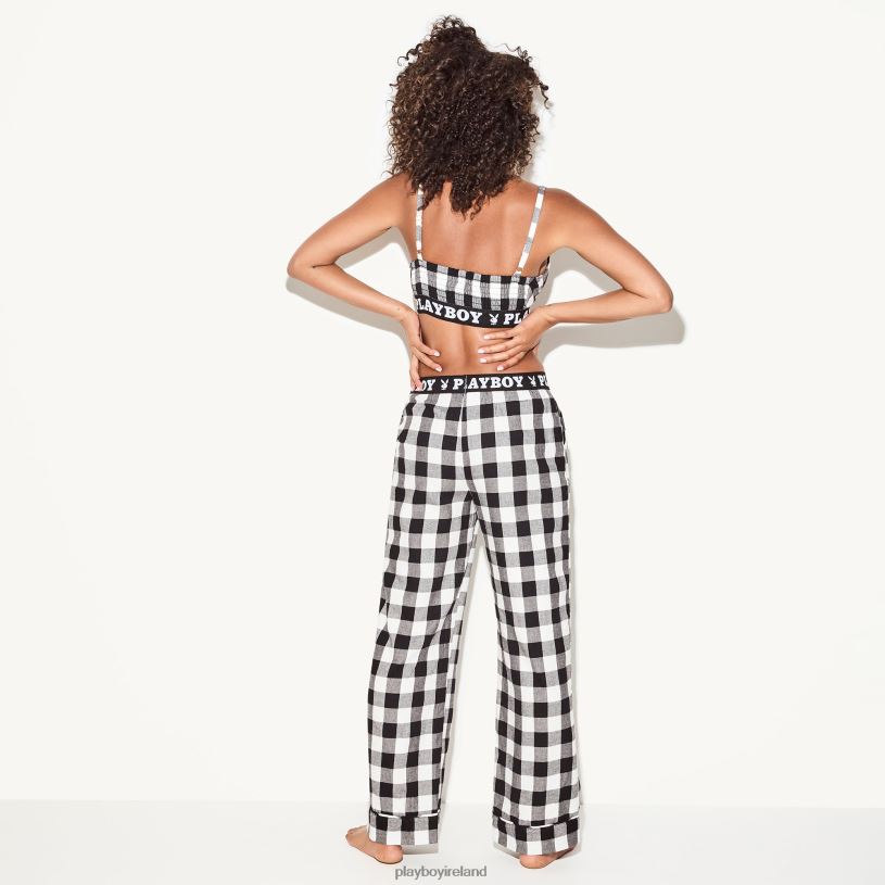Playboy Women The Flannel Sleep Pajama Pant Check HBFB1194 Clothing Black/White