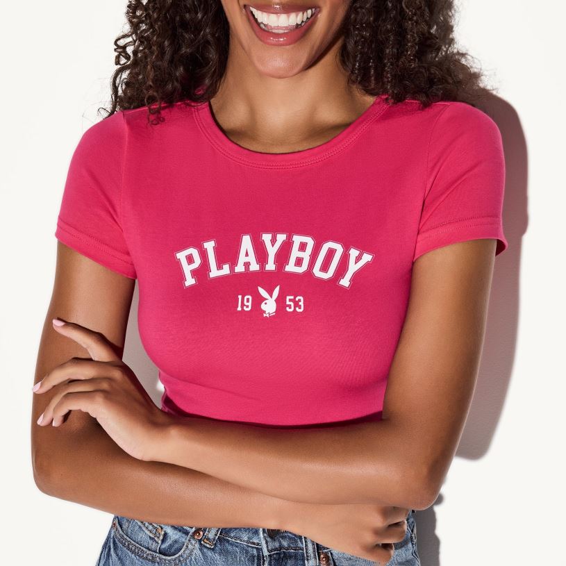 Playboy Women 1953 Varsity Baby Tee HBFB949 Clothing Original