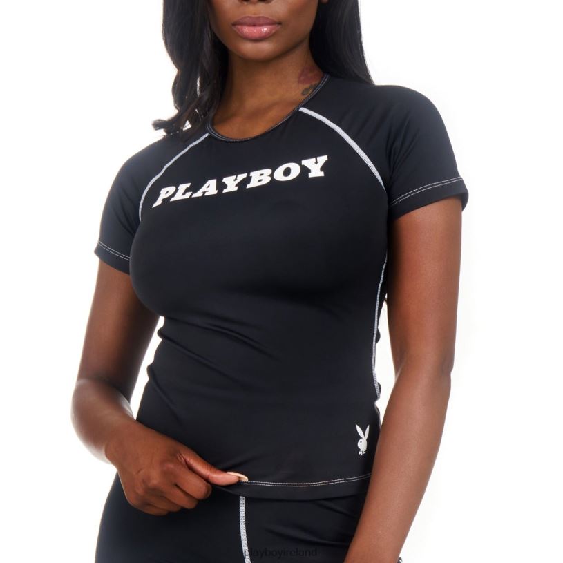 Playboy Women Active Contrast Stitch Tee HBFB1053 Clothing Black