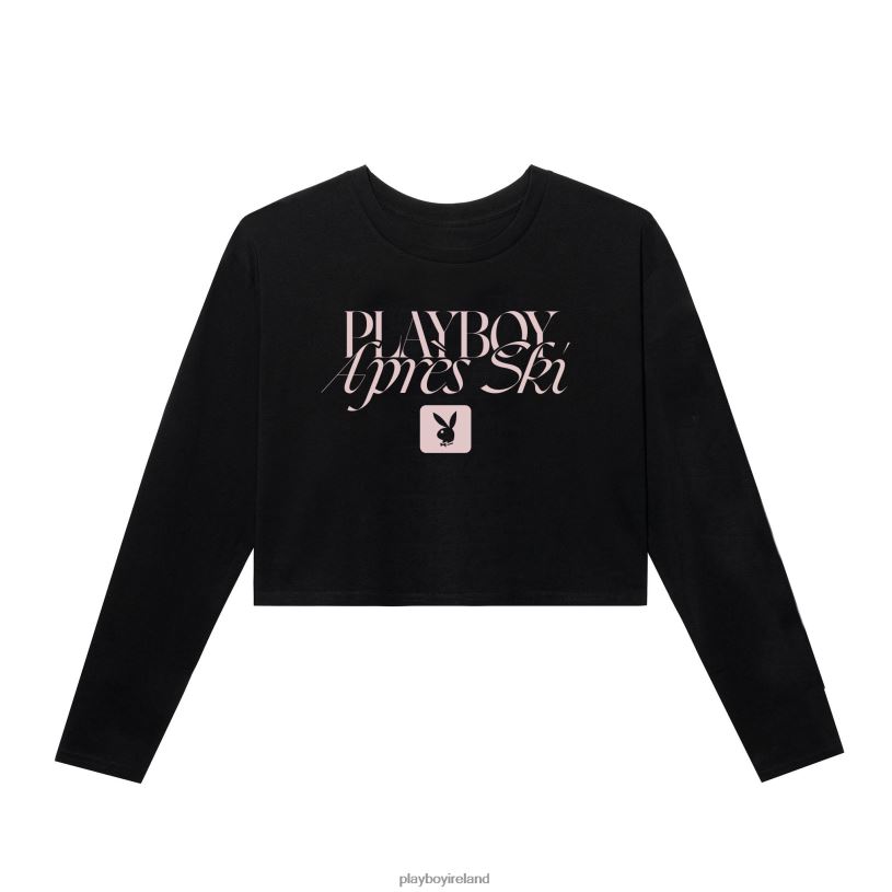 Playboy Women Apres Ski Cropped Long Sleeve HBFB962 Clothing Black