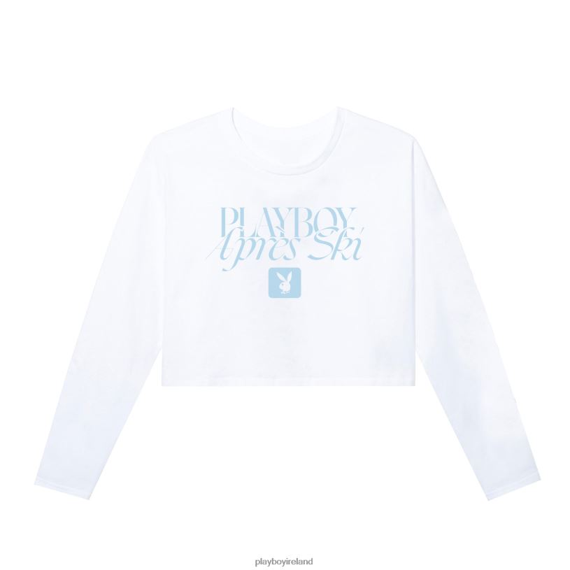 Playboy Women Apres Ski Cropped Long Sleeve HBFB963 Clothing White