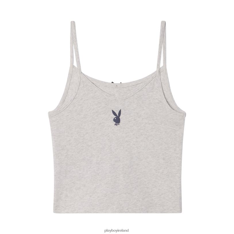 Playboy Women Bunny Bow Cami HBFB924 Clothing Heather Grey