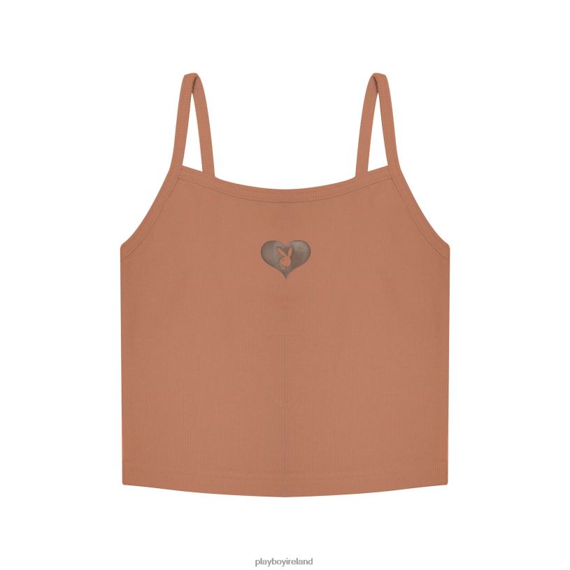 Playboy Women Bunny Heart Binded Cami Top HBFB1040 Clothing Beaver fur