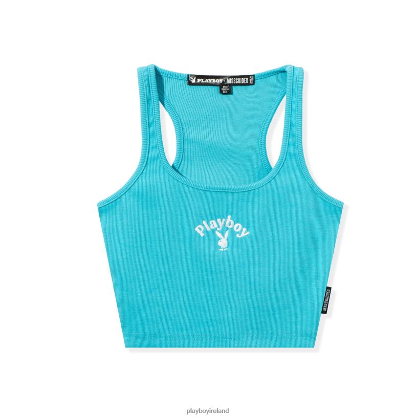 Playboy Women Classic Cropped Racer Tank HBFB1036 Clothing Blue
