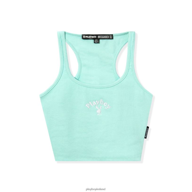 Playboy Women Classic Cropped Racer Tank HBFB1037 Clothing Mint