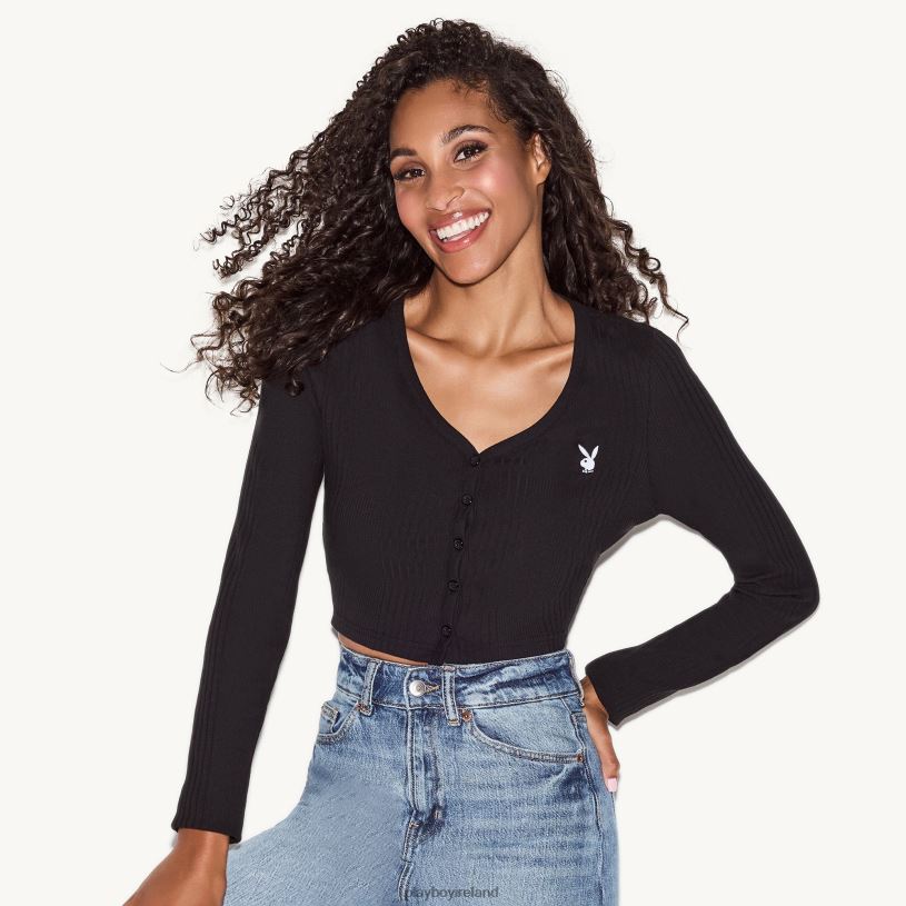 Playboy Women Classic Logo Cardigan HBFB994 Clothing Black