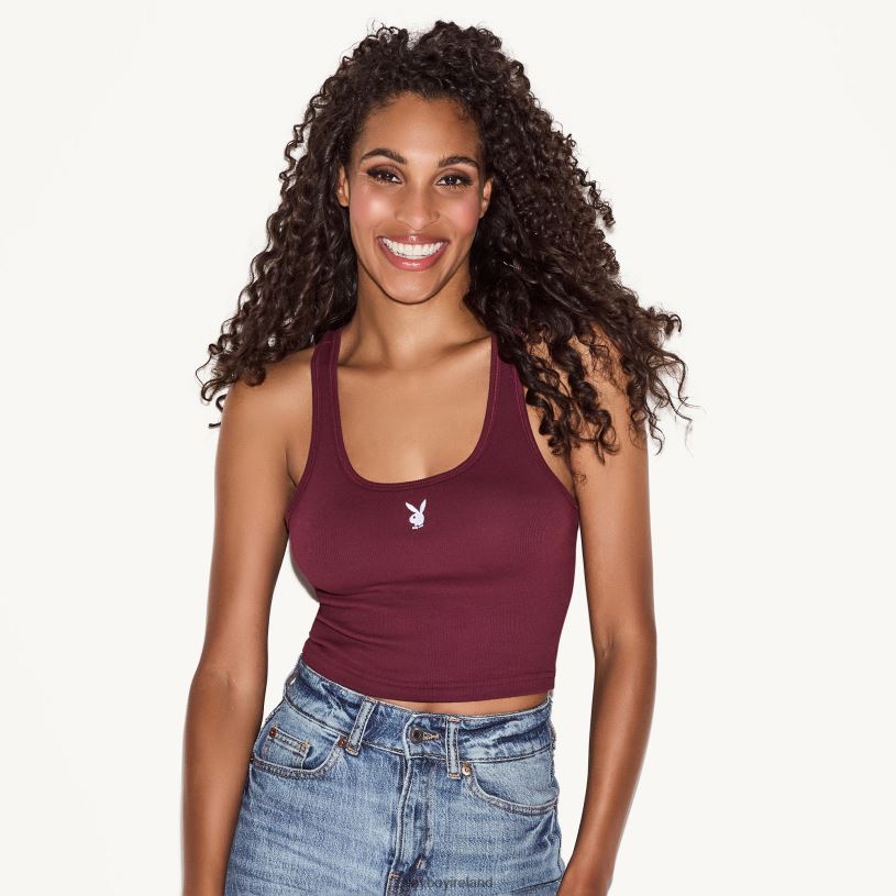 Playboy Women Classic Logo Racerback Tank HBFB1007 Clothing Maroon