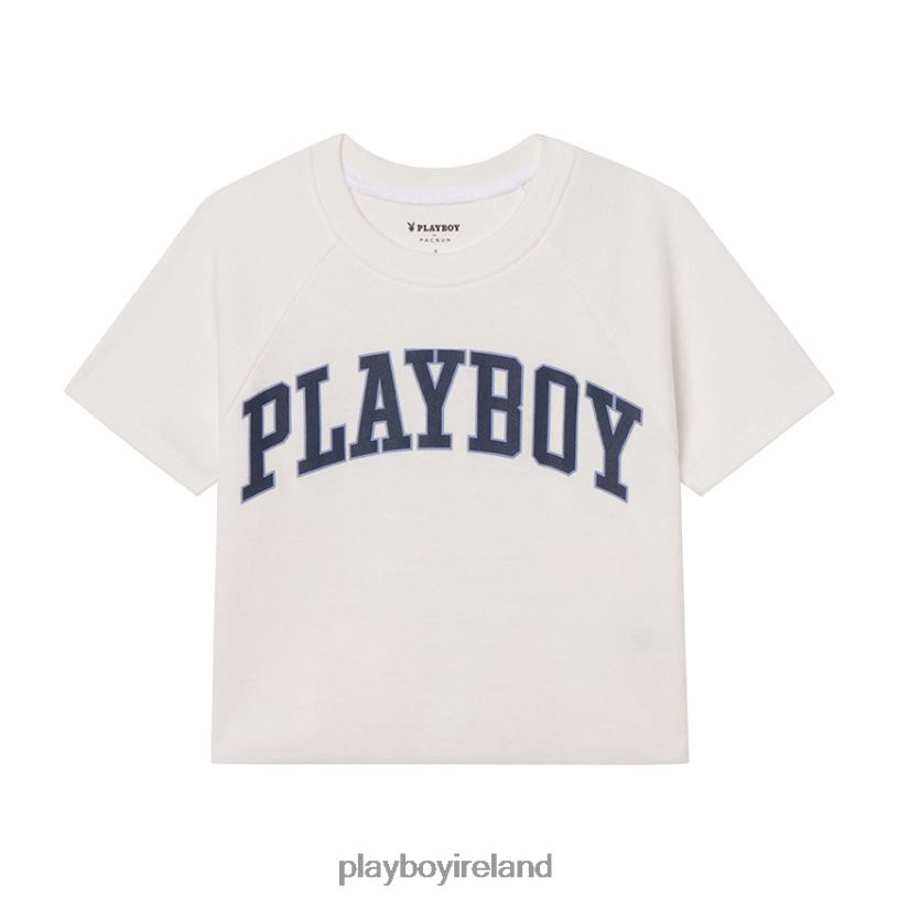 Playboy Women Classic Raglan Baby T-Shirt HBFB1009 Clothing Bright white/naval academy