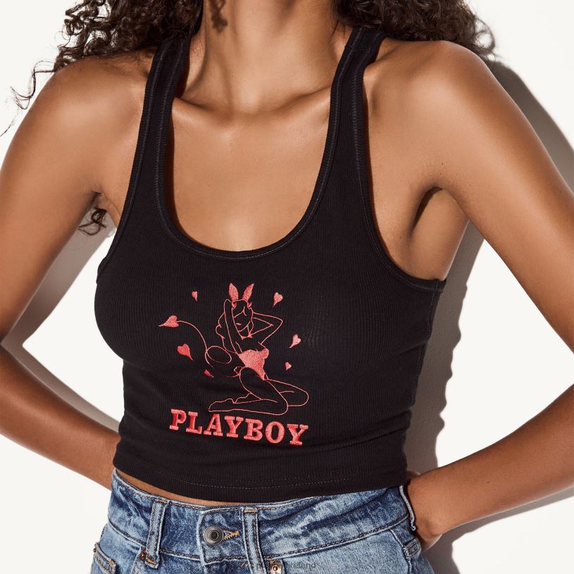 Playboy Women Devil Bunny Racerback Tank HBFB981 Clothing Black
