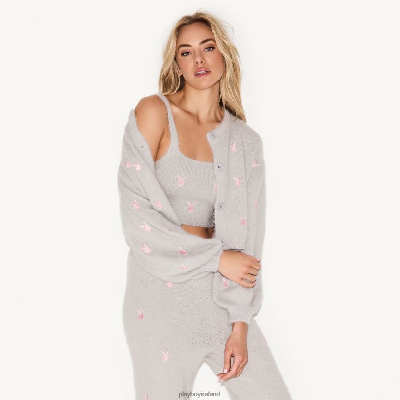 Playboy Women Fluffy Knit Crop Top HBFB950 Clothing Pink