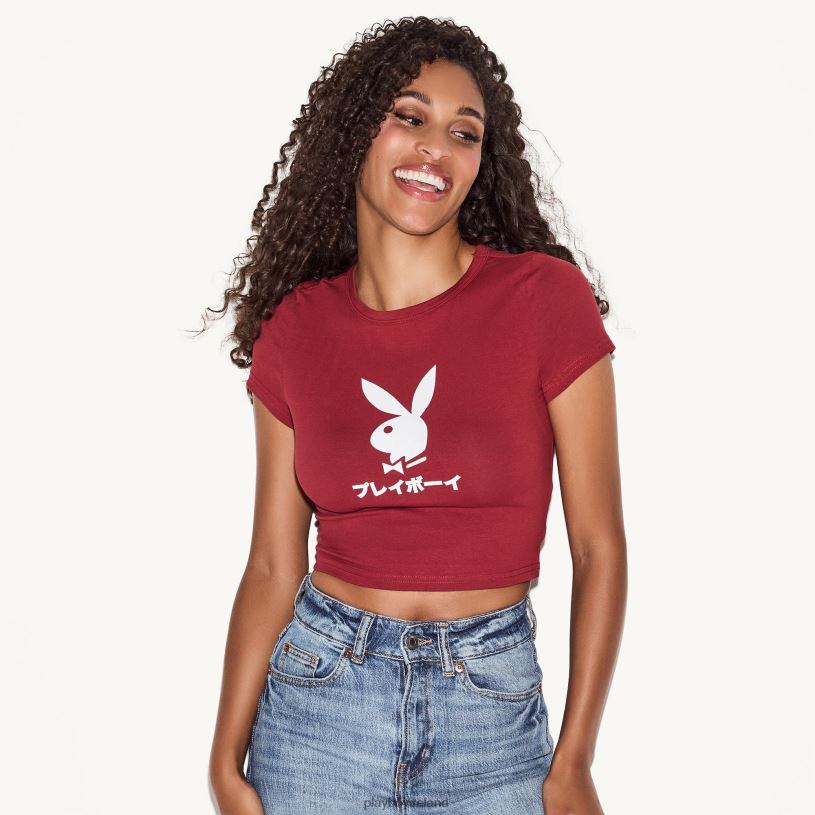 Playboy Women Japanese Rabbit Head Baby Tee HBFB956 Clothing Red