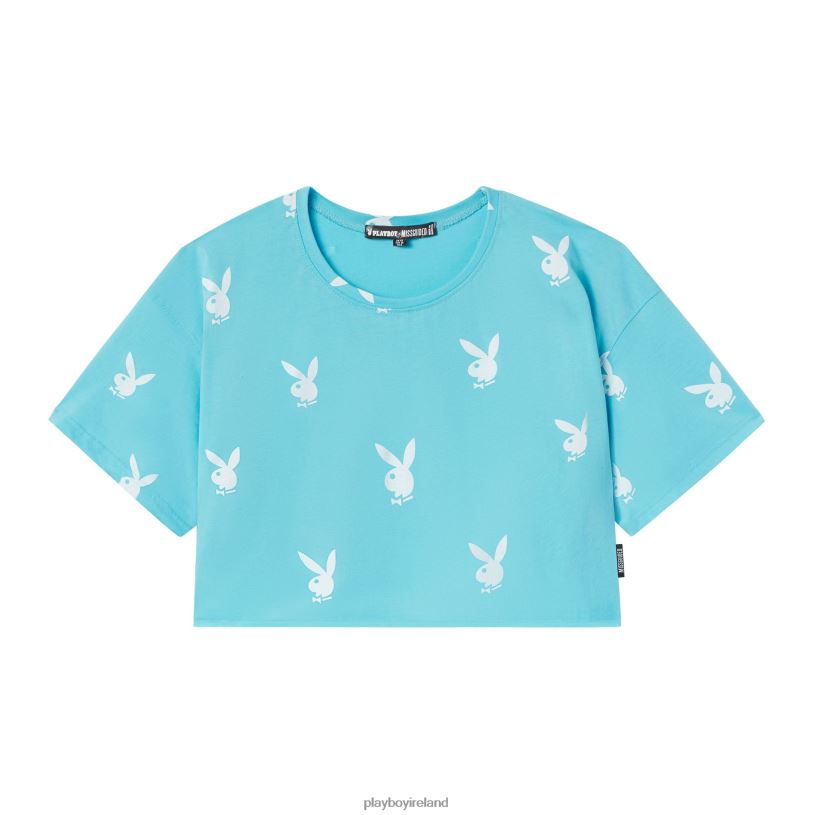 Playboy Women Logo Cropped T-Shirt HBFB1005 Clothing Blue