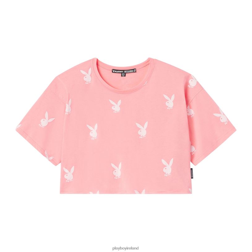Playboy Women Logo Cropped T-Shirt HBFB1006 Clothing Pink