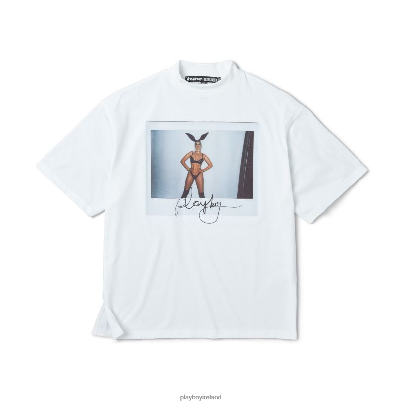 Playboy Women November 2020 Playmate Khrystyana Polaroid Print T-Shirt HBFB1023 Clothing White