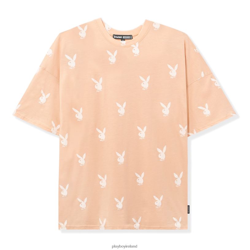 Playboy Women Rabbit Head Oversized T-Shirt Dress HBFB1039 Clothing Cream