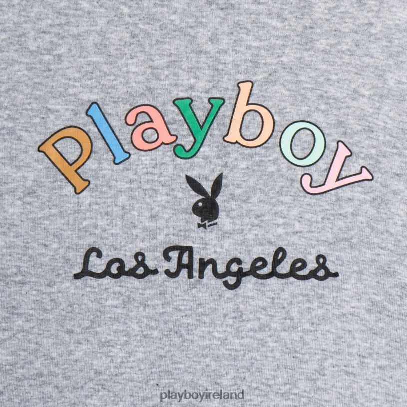 Playboy Women Rainbow Masthead Long Sleeve Top HBFB1004 Clothing Heather Grey