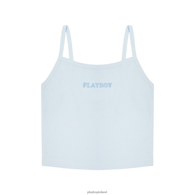 Playboy Women Ribbed Cami Top HBFB980 Clothing Ice water