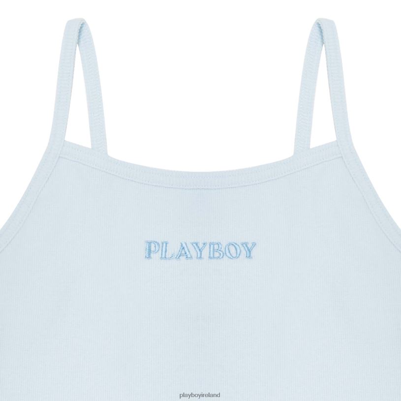 Playboy Women Ribbed Cami Top HBFB980 Clothing Ice water