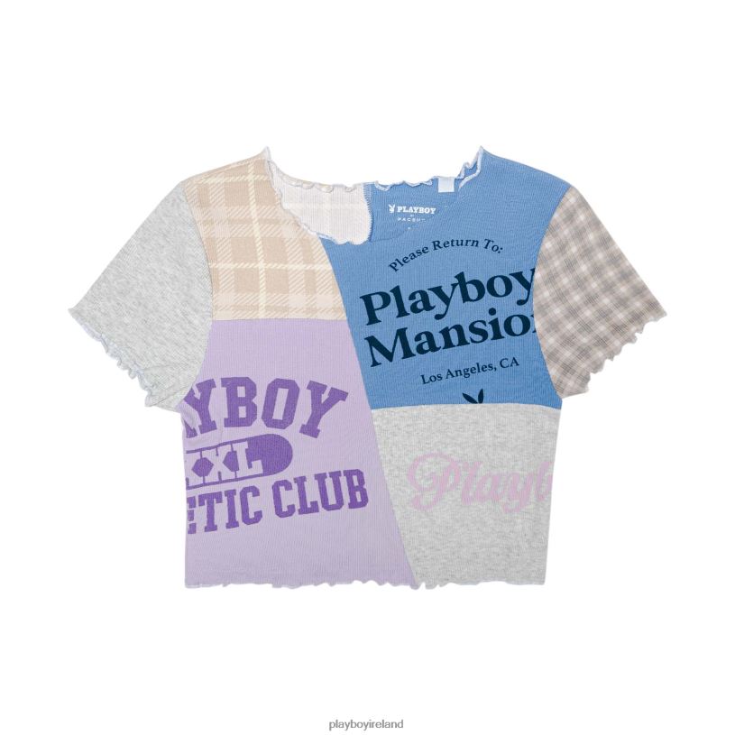 Playboy Women Splice Baby Tee HBFB1015 Clothing Multi